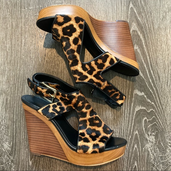 MICHAEL Michael Kors Shoes - Michael Michael Kors Josephine Wedge Platform Sandal Cheetah Print Calf Hair 6